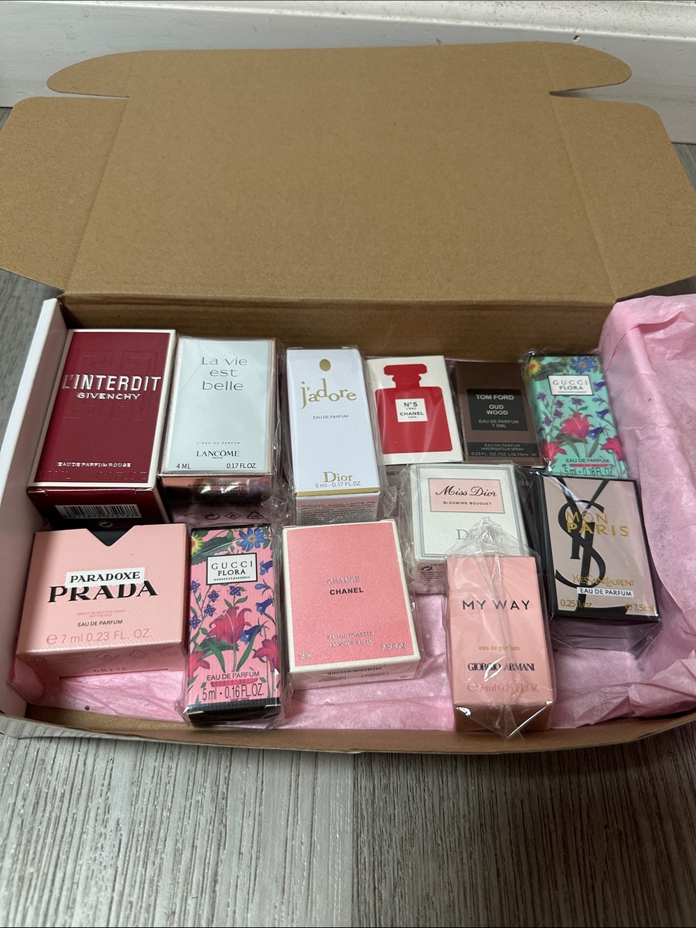 Luxury Random Women’s Fragrance Miniatures - Mixed Brands in Pink set of 12 pcs